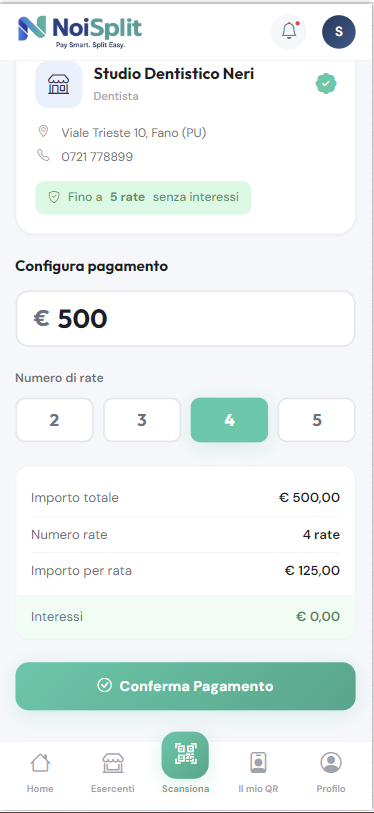 NoiSplit — Scansione QR